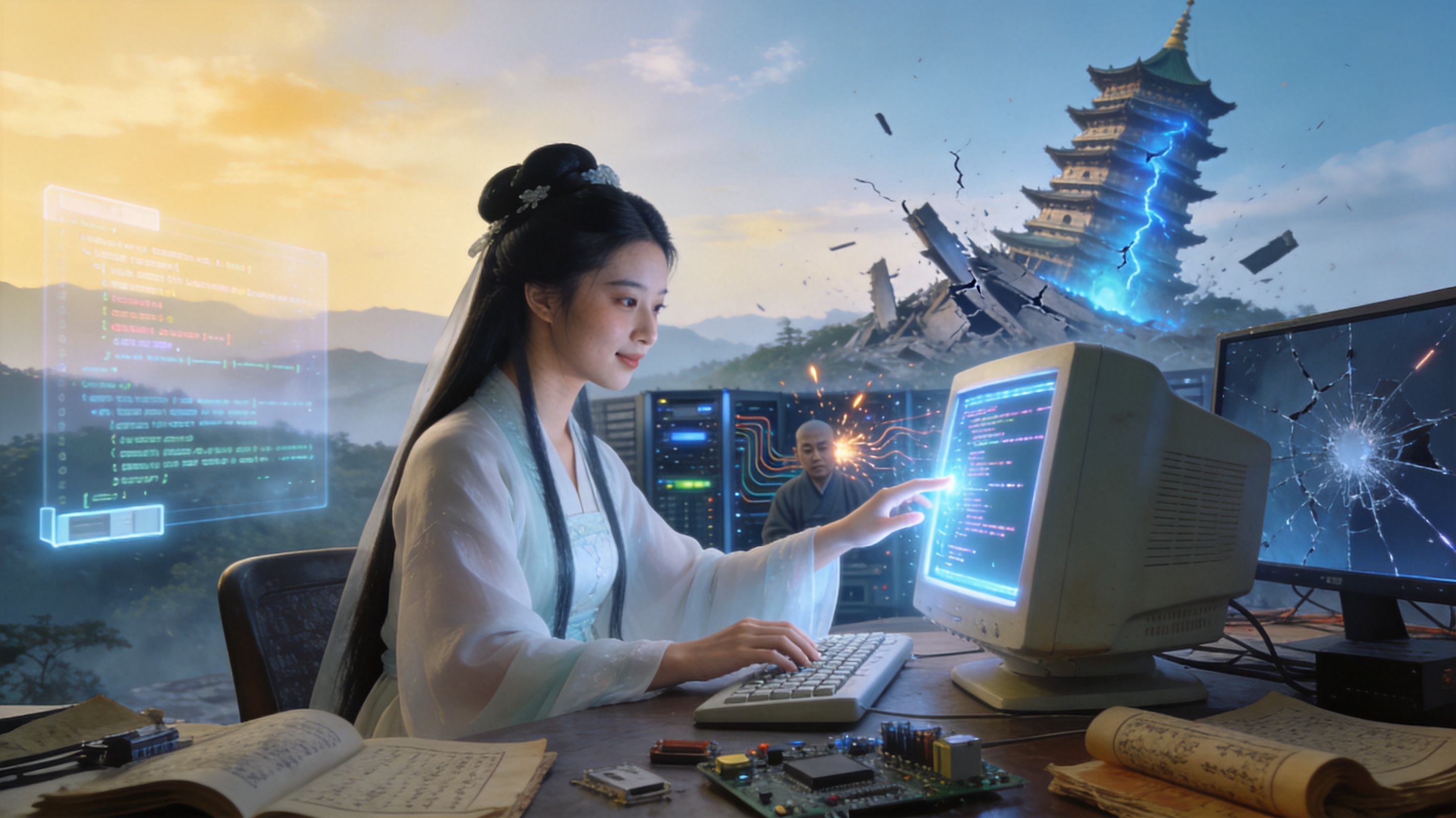 魔改短剧《白蛇重启：代码修仙录》宣传海报